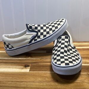 Vans Black and Off White Checkerboard Slip-Ons Women’s Size 10